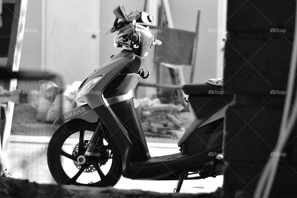 Motorcycle in monochrome