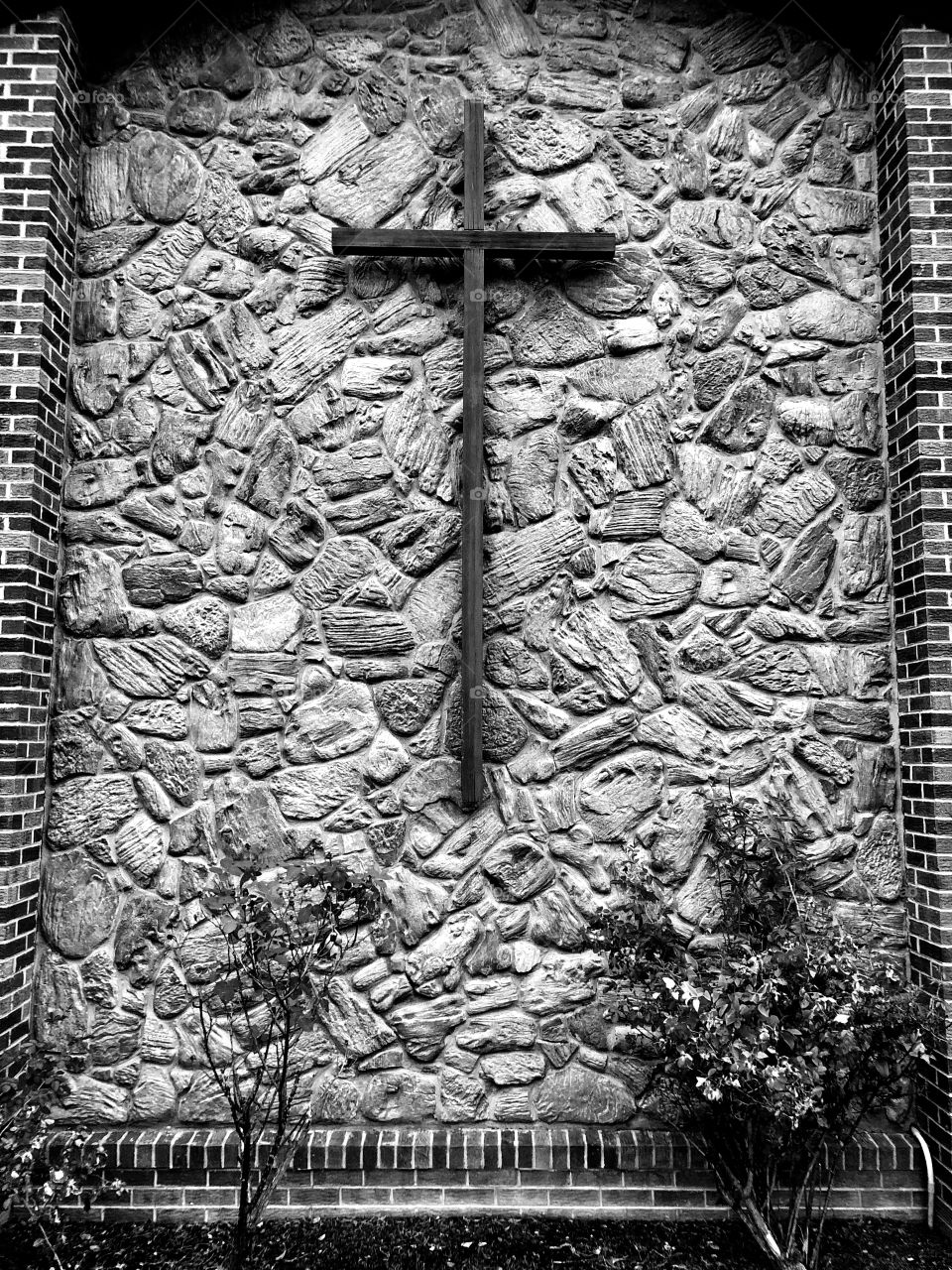 B&W cross on church