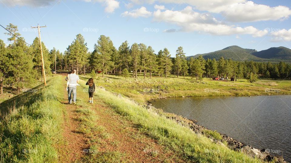 walking around the lake 
