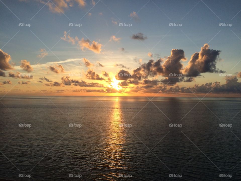 Beautiful sunrise on the Atlantic Ocean in Hollywood Florida 