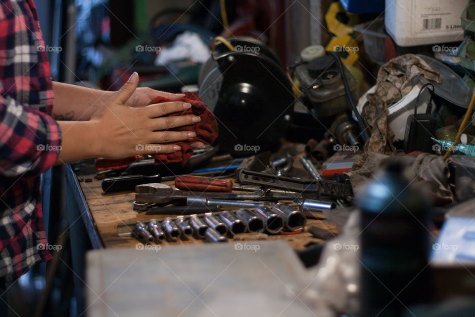 Working in the garage