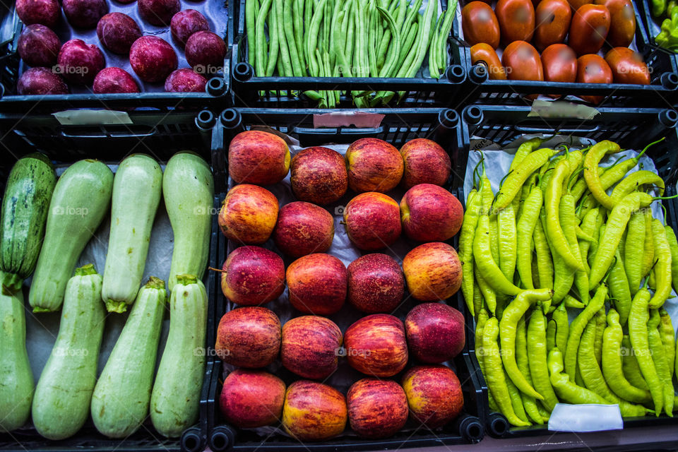 Fresh fruits and vegetables at organic fair