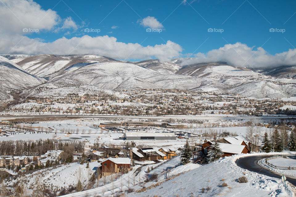 View of snowy mountains during winter