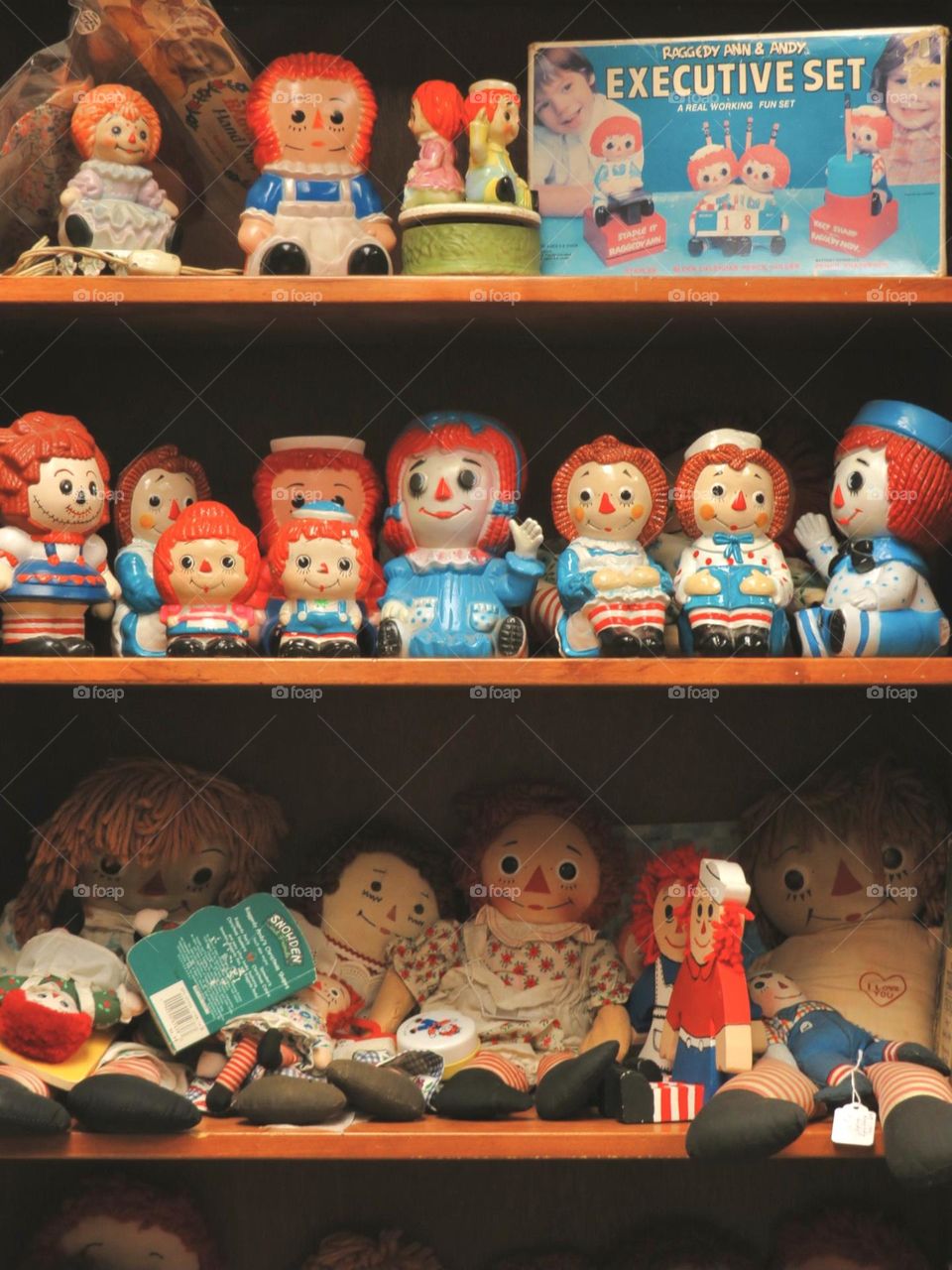 Raggedy Ann Dolls on a Shelf