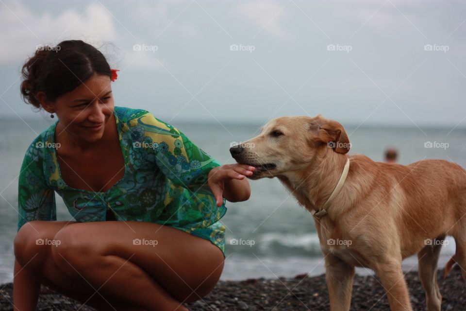 Beach, Water, Dog, One, Portrait