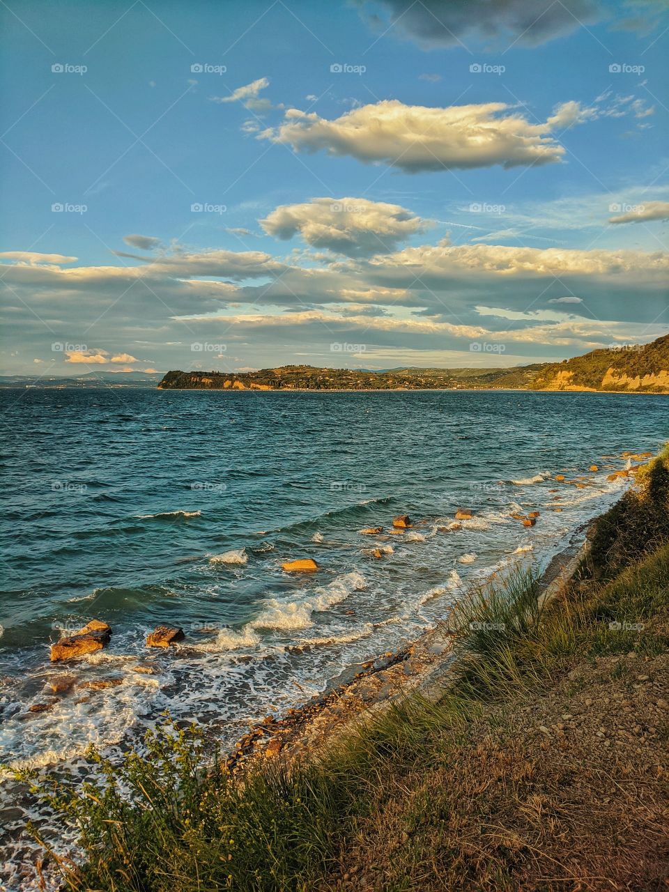 Wonderful sunset on the Adriatic Sea in Slovenia.