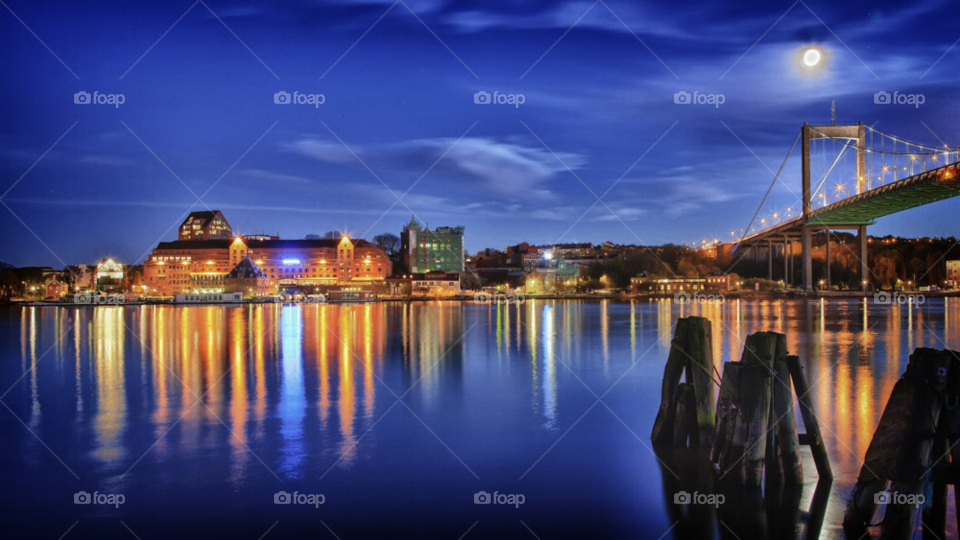 night river gothenburg evening by hanswessberg
