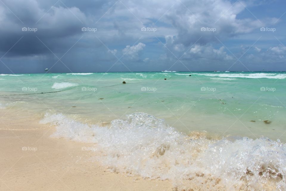 storm at caribbean beach