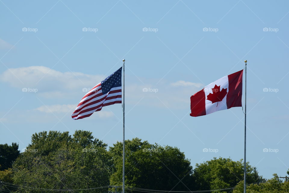 View of flags against sky