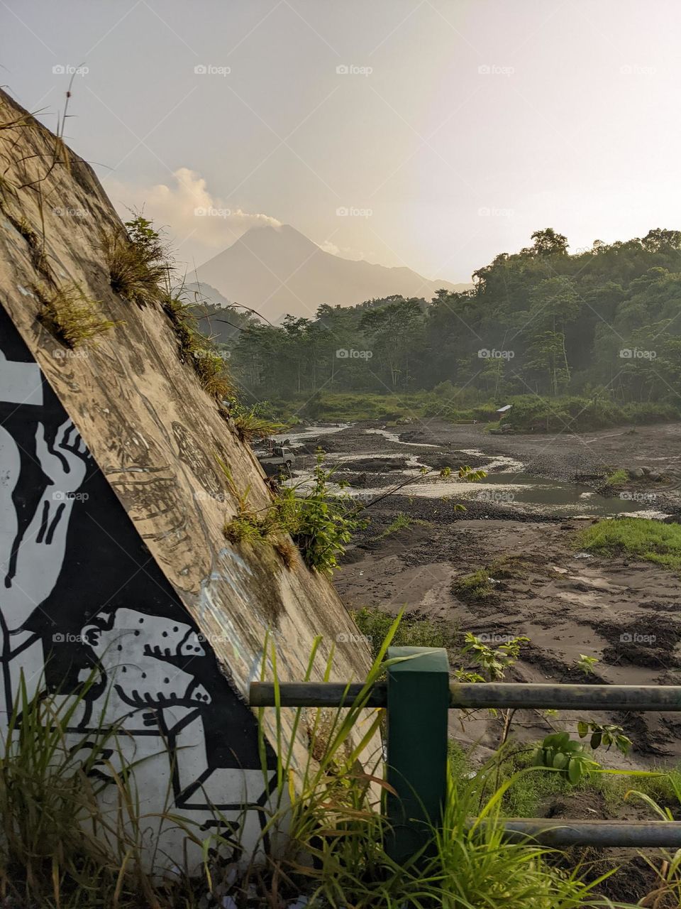 Mountain merapi from far