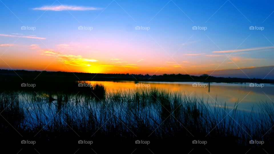 sunset on the wetlands