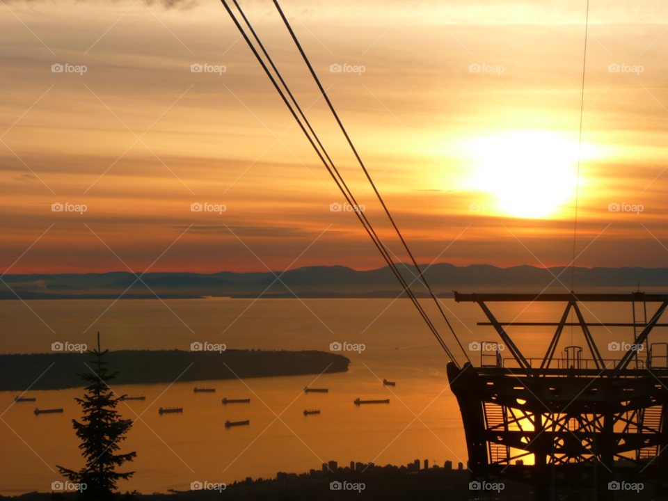 sunset harbor ships vancouver by jothman