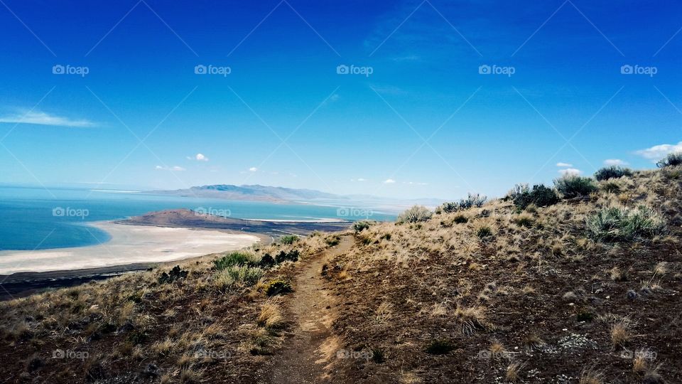 Hiking path. Antelope island state park Utah