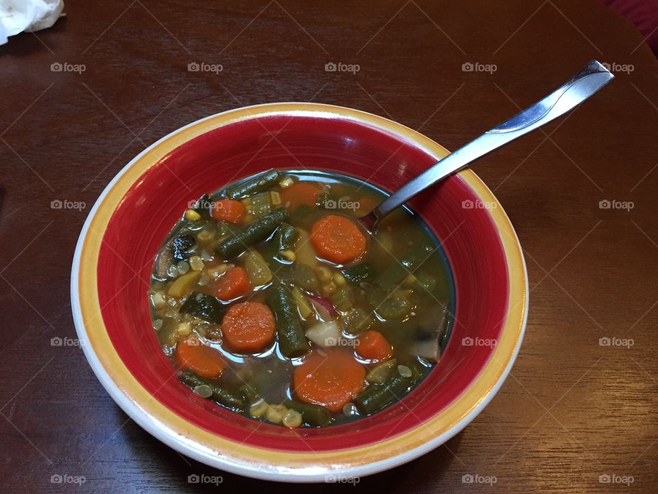 Homemade vegetable soup to warm up on a chilly day!