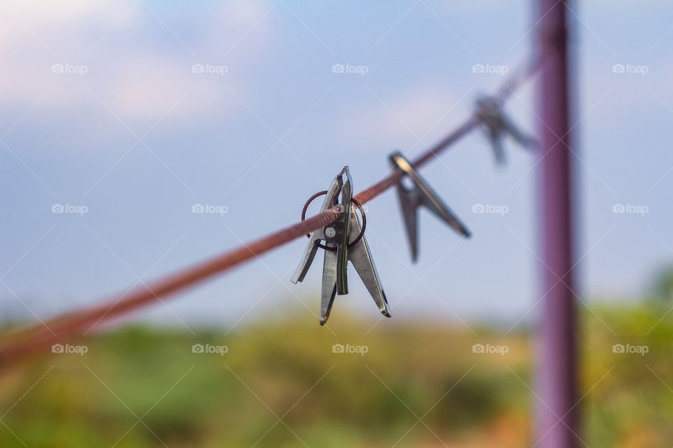 Clothespins on washing line