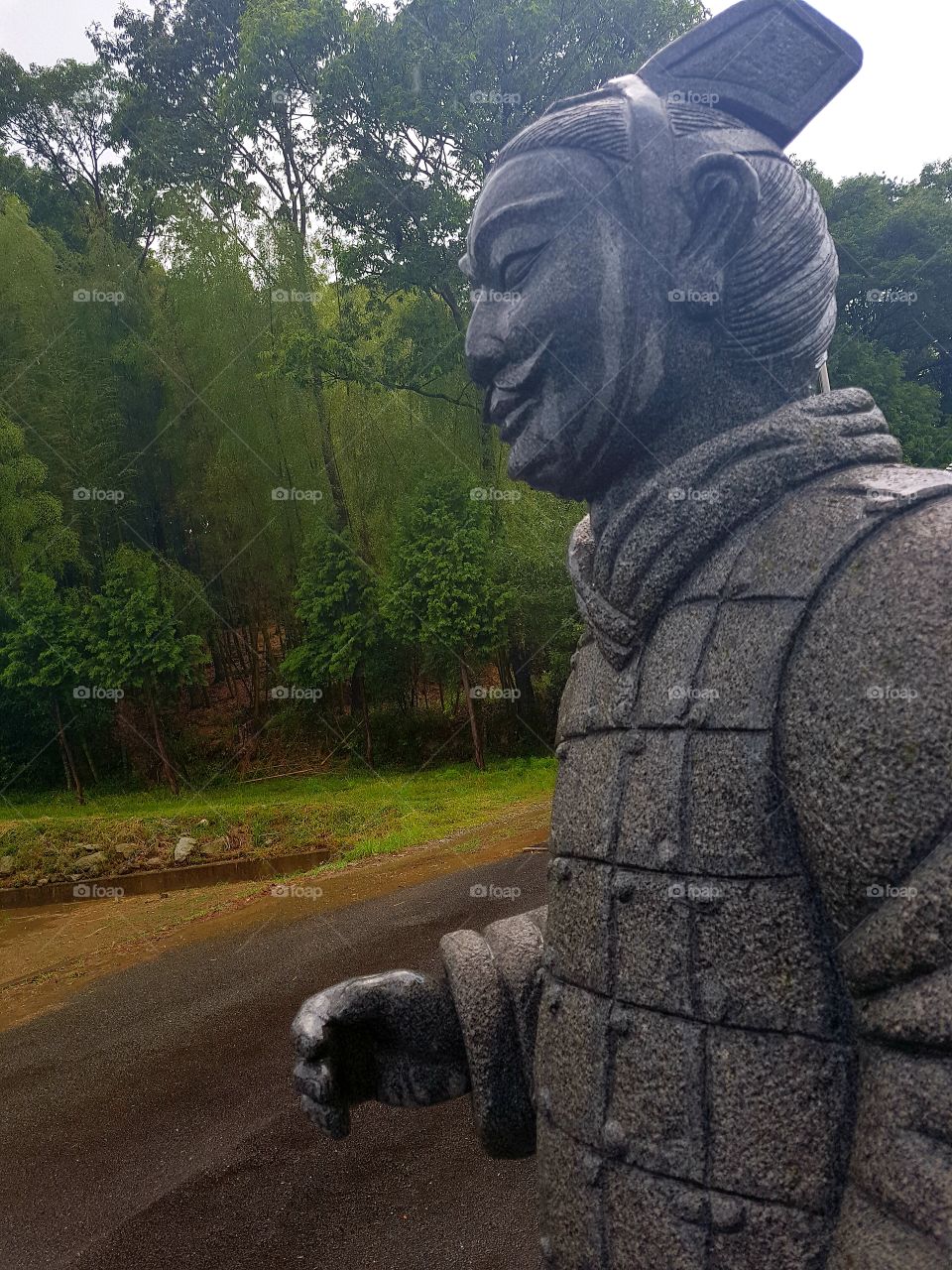 A recreation of a terracotta warrior in Himeji Japan