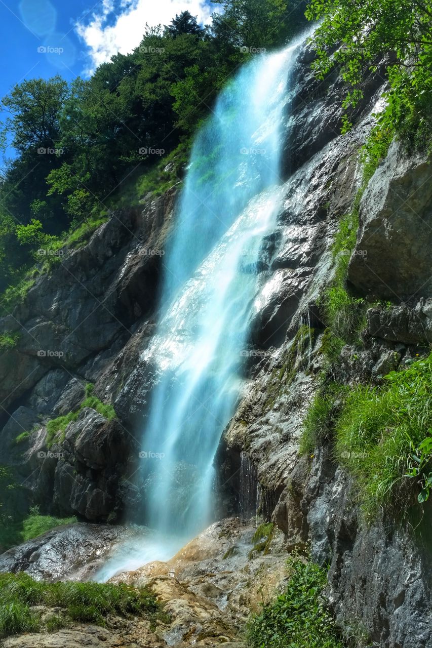 Scenic view of waterfall