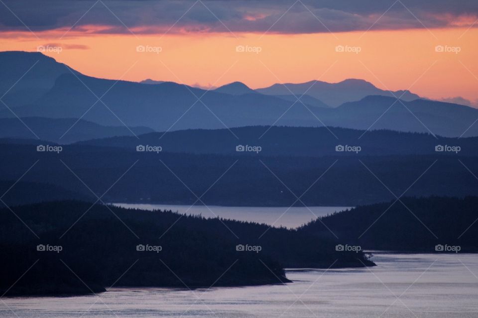 San Juan Islands at sunset