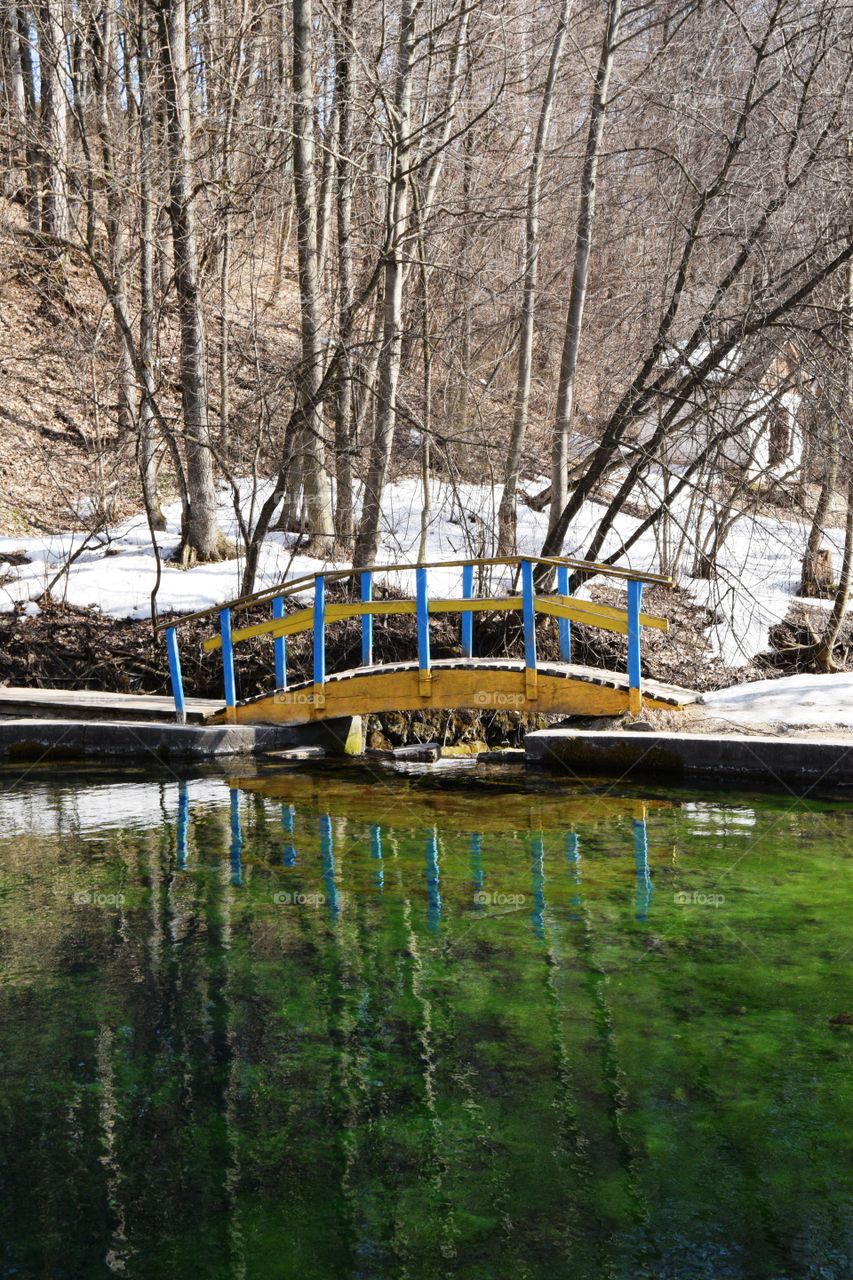 Wooden bridge. Wooden bridge at lake