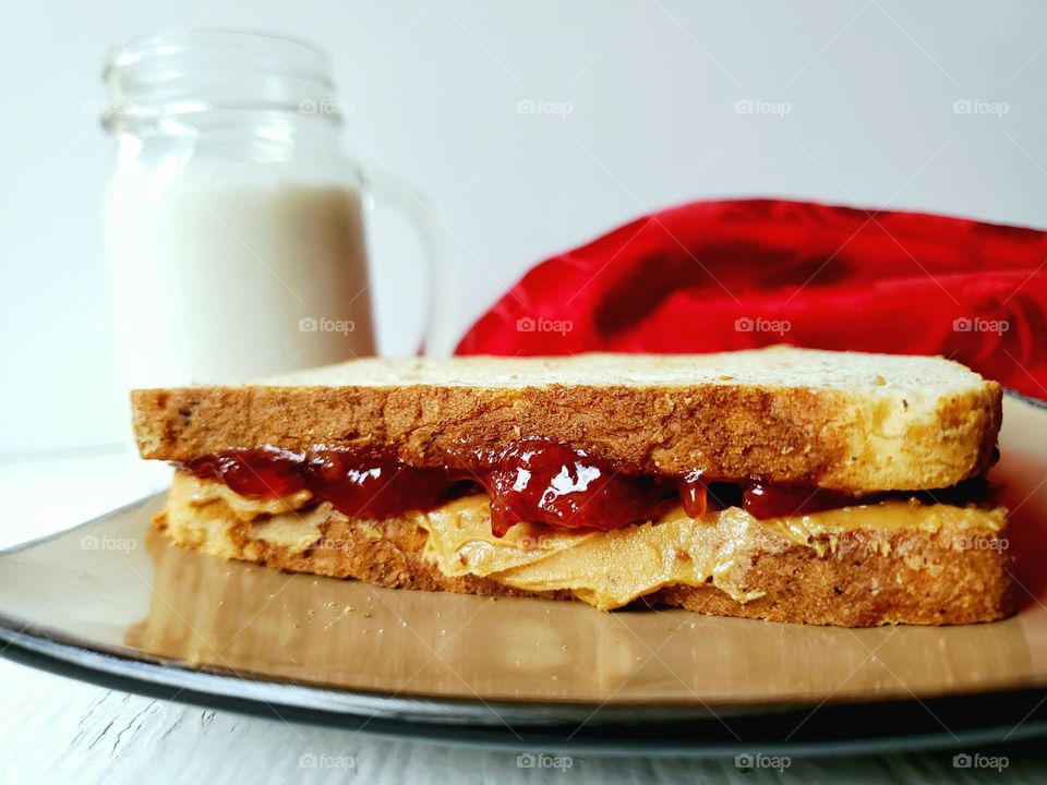 Peanut butter and jelly sandwich.