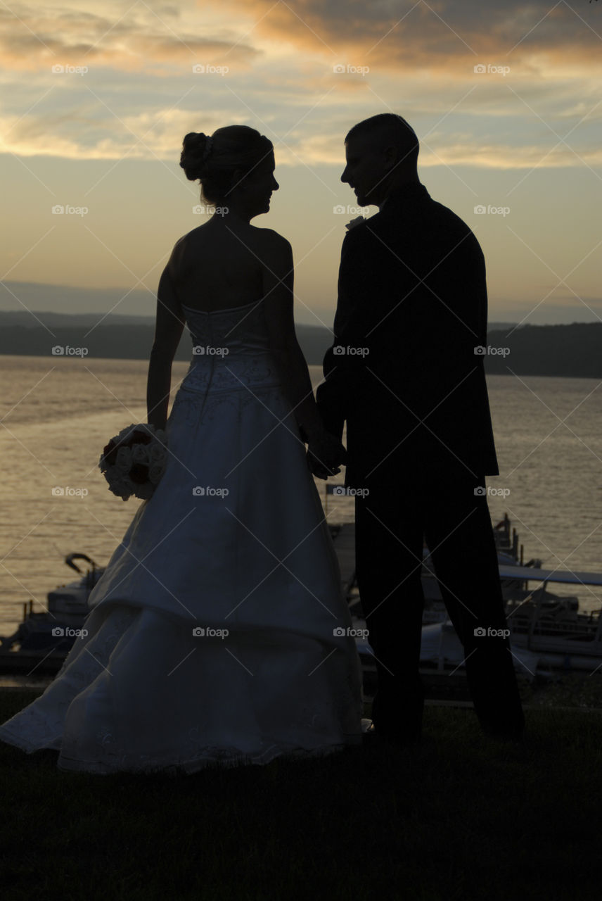 Playing with light; Happy couple at sunset, my best silhouette