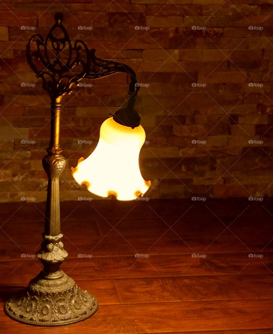 Vintage Lamp,  Brick and Wood