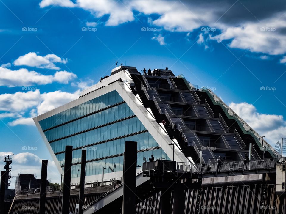 Modern Office building with a view of Hamburg and the cruise center - Dockland Hamburg ( Fischereihafen ) 