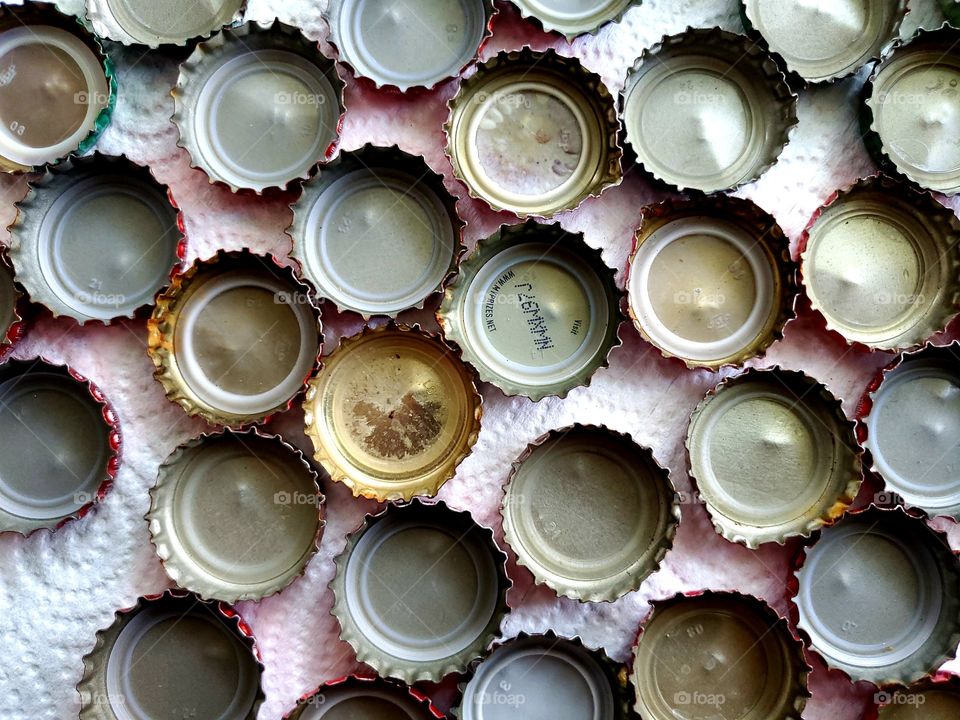 bottle tops flat lay