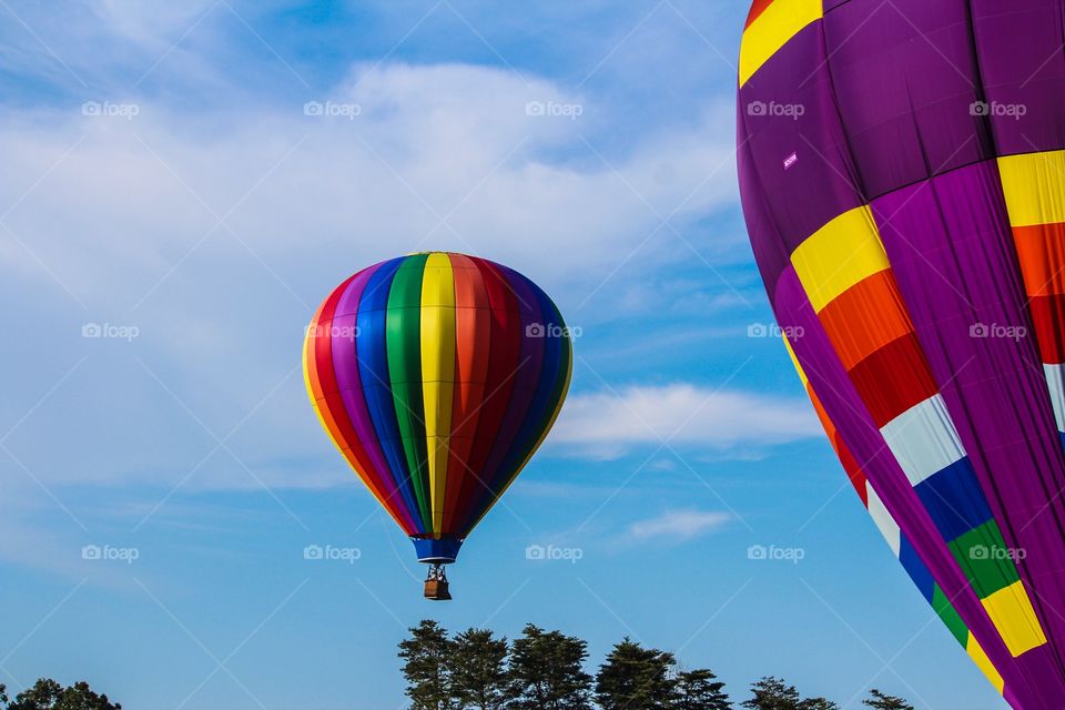 Hot air balloon against blue sky