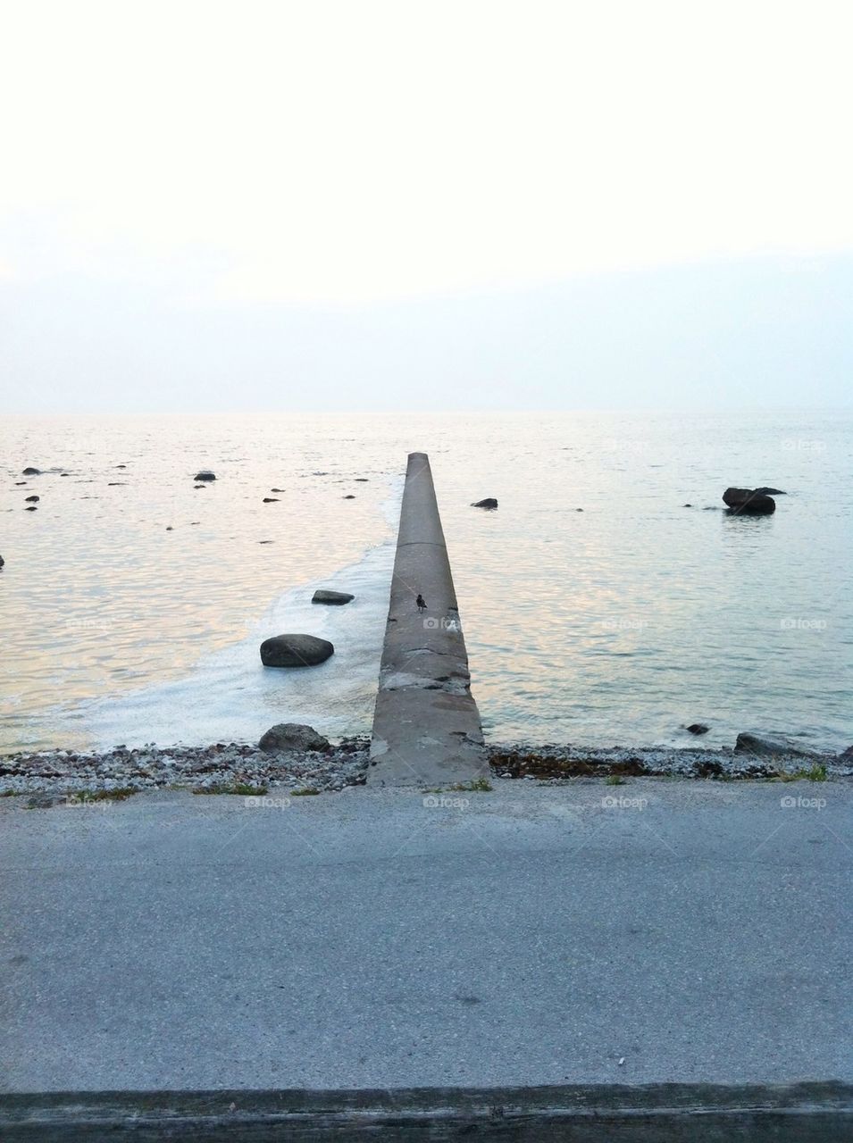 Visby by night at the ocean