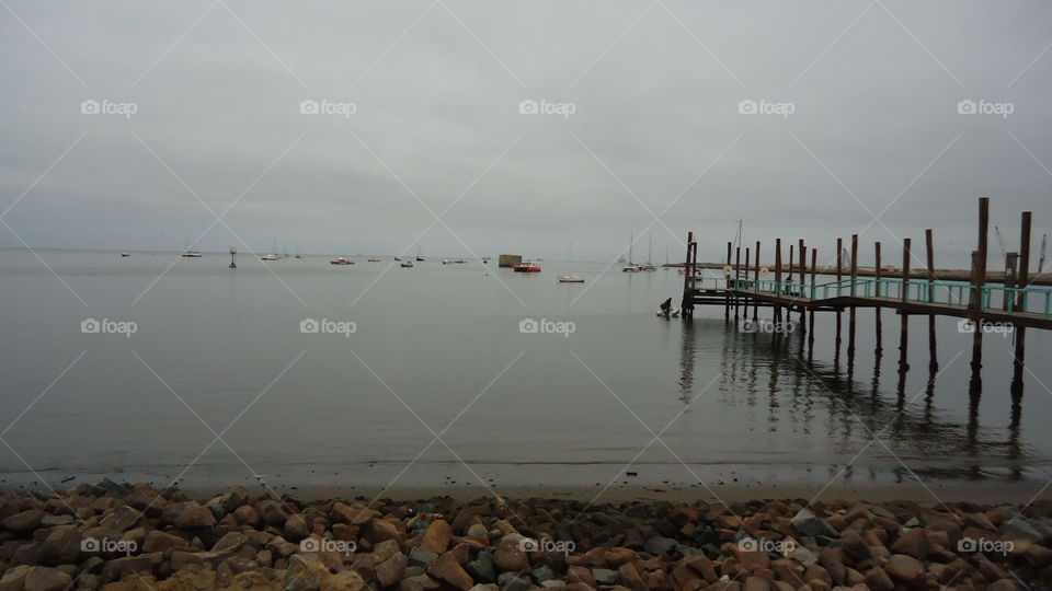 Small bridge on ocean