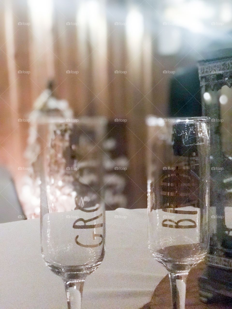 Bride & groom champagne glasses 