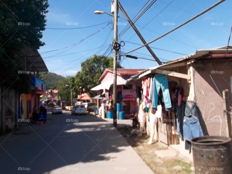 Photo from moving car traveling in Roatan, Honduras