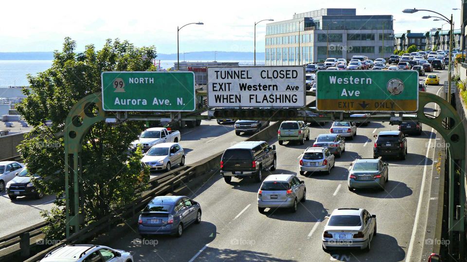 Viaduct 99 in Seattle (facing north at Western)