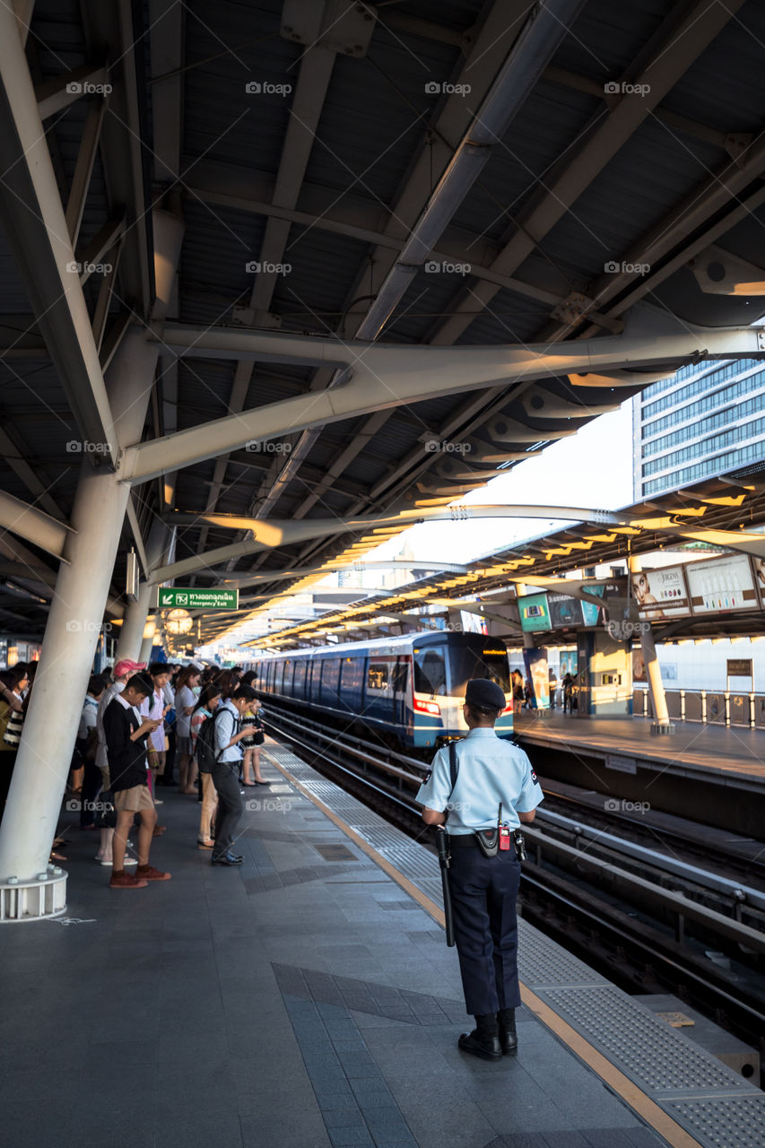 Security at BTS public train station 