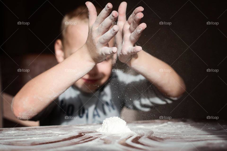 boy making bread