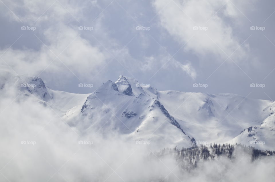 Snowcapped mountain during winter