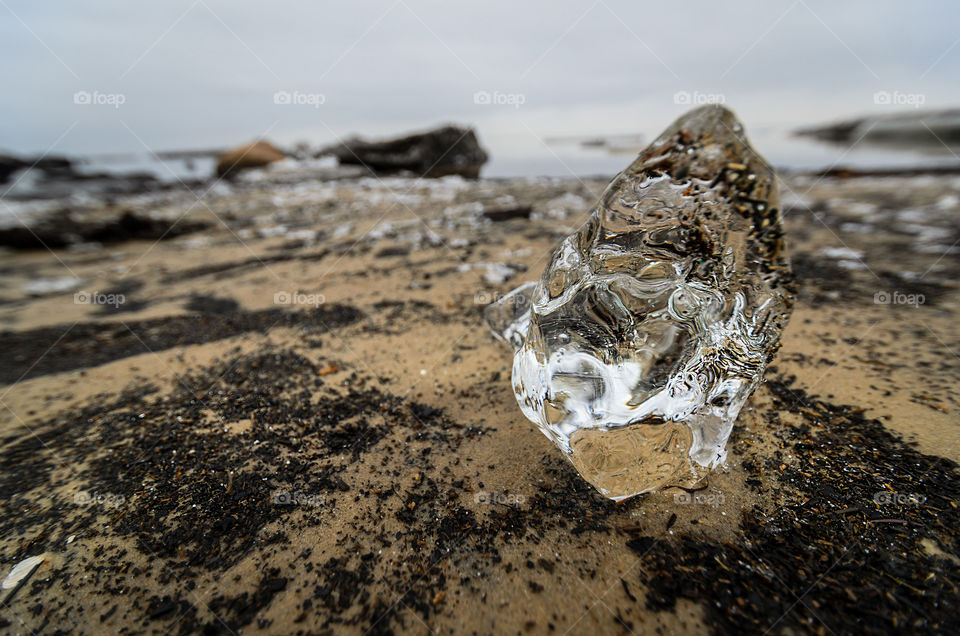 Ice crystal in the beach