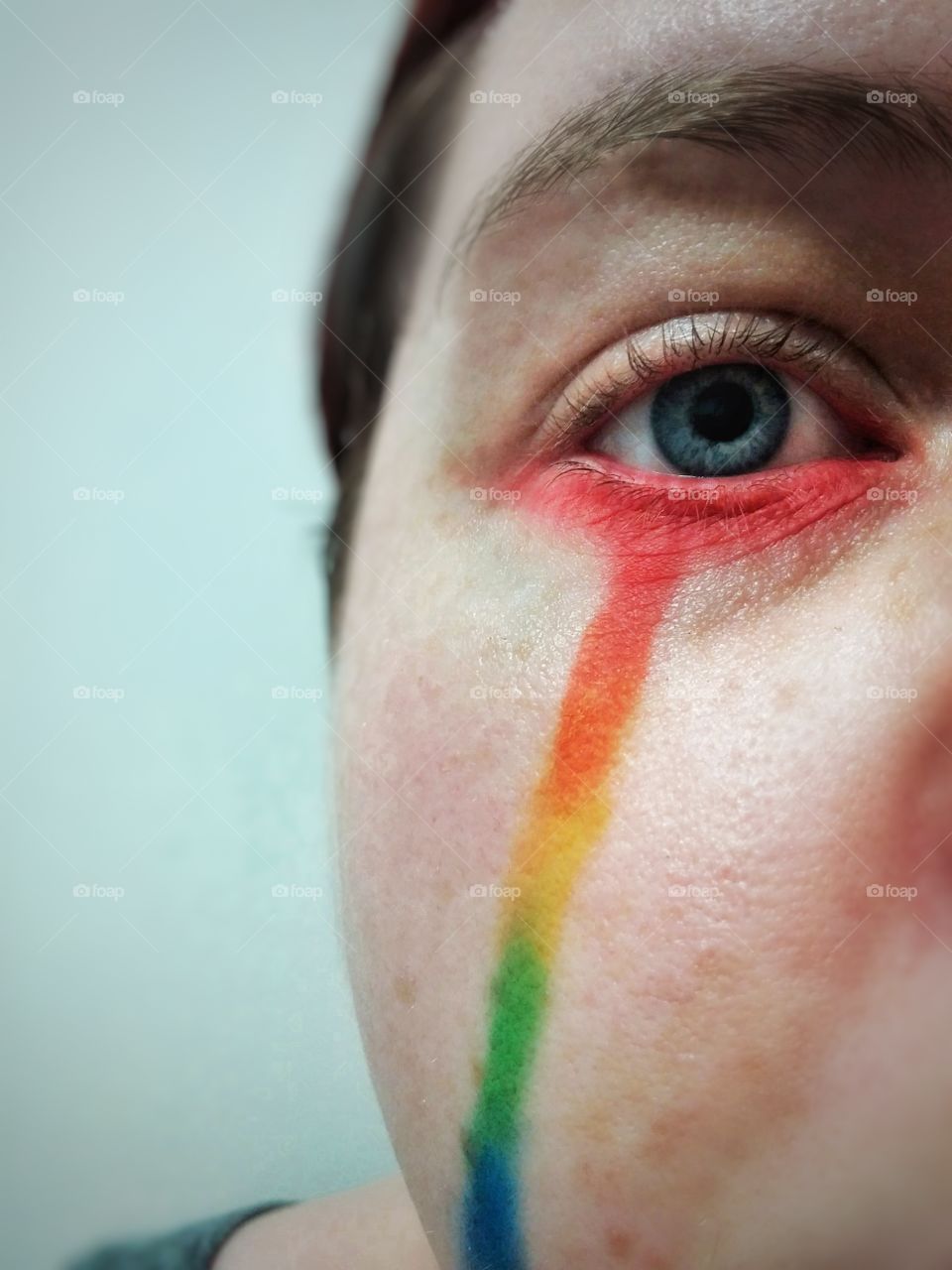 Rainbow tear close up