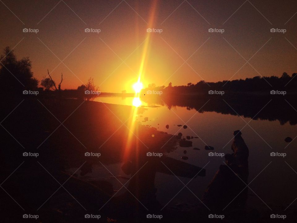 sky nature sunset lake by chrismarvolo