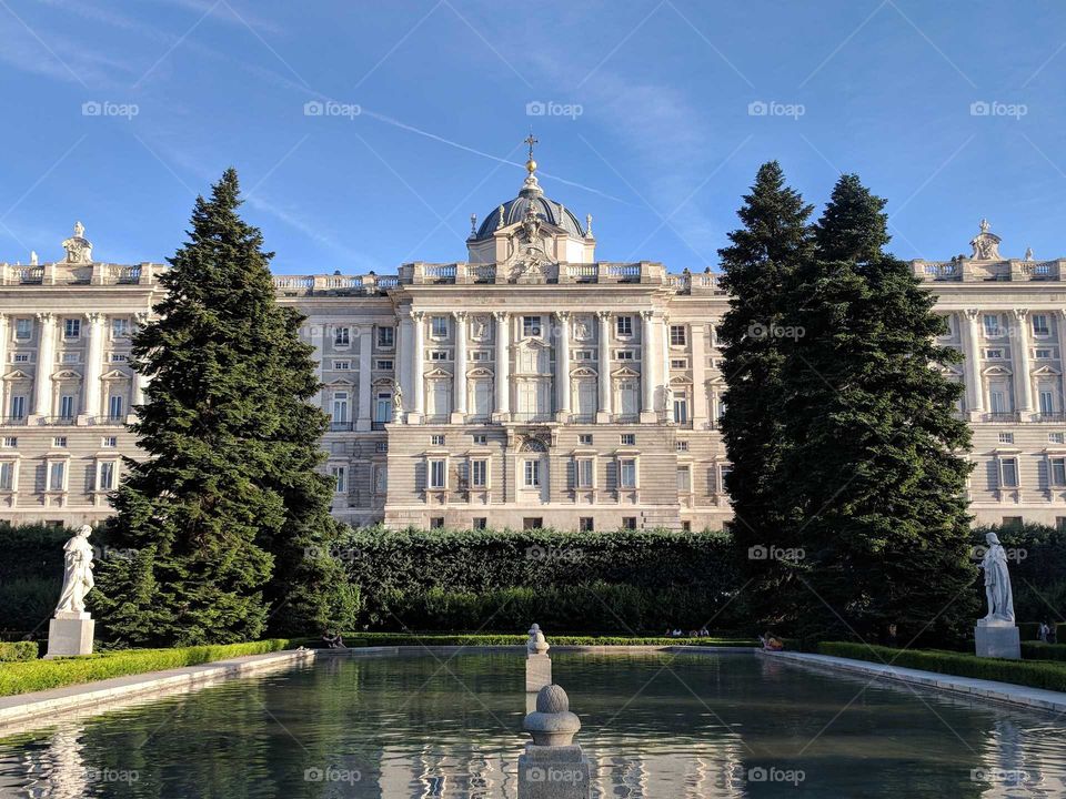 Royal Palace of Madrid (Spain) on a Beautiful Sunny Summer Day