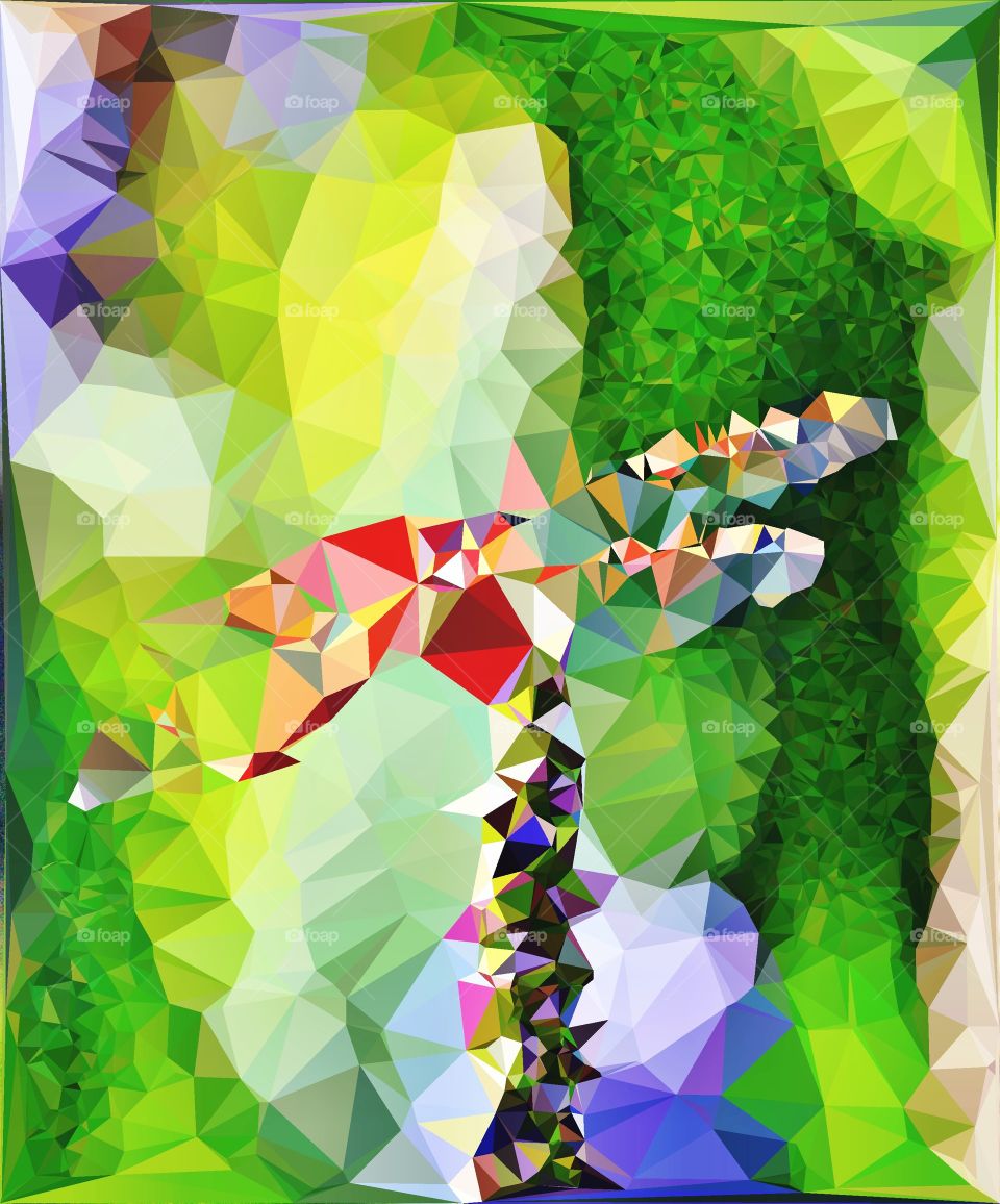 digital abstract art of a dragonfly resting on the flower