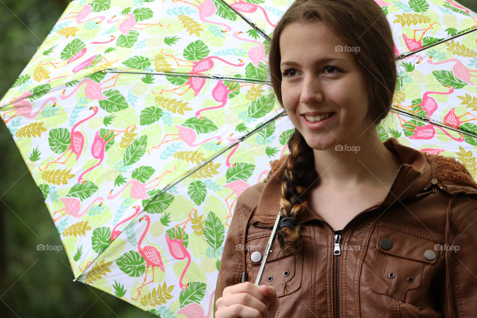 young woman with umbrella