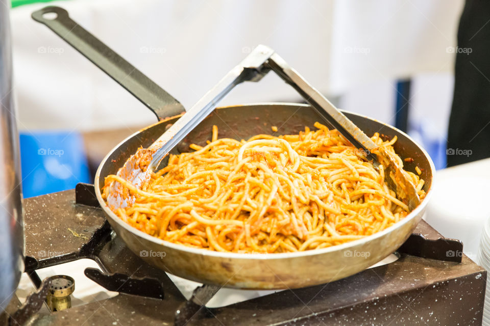 View of Cooking noodles