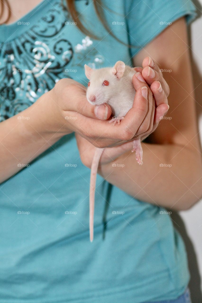 Girl holding Rat 