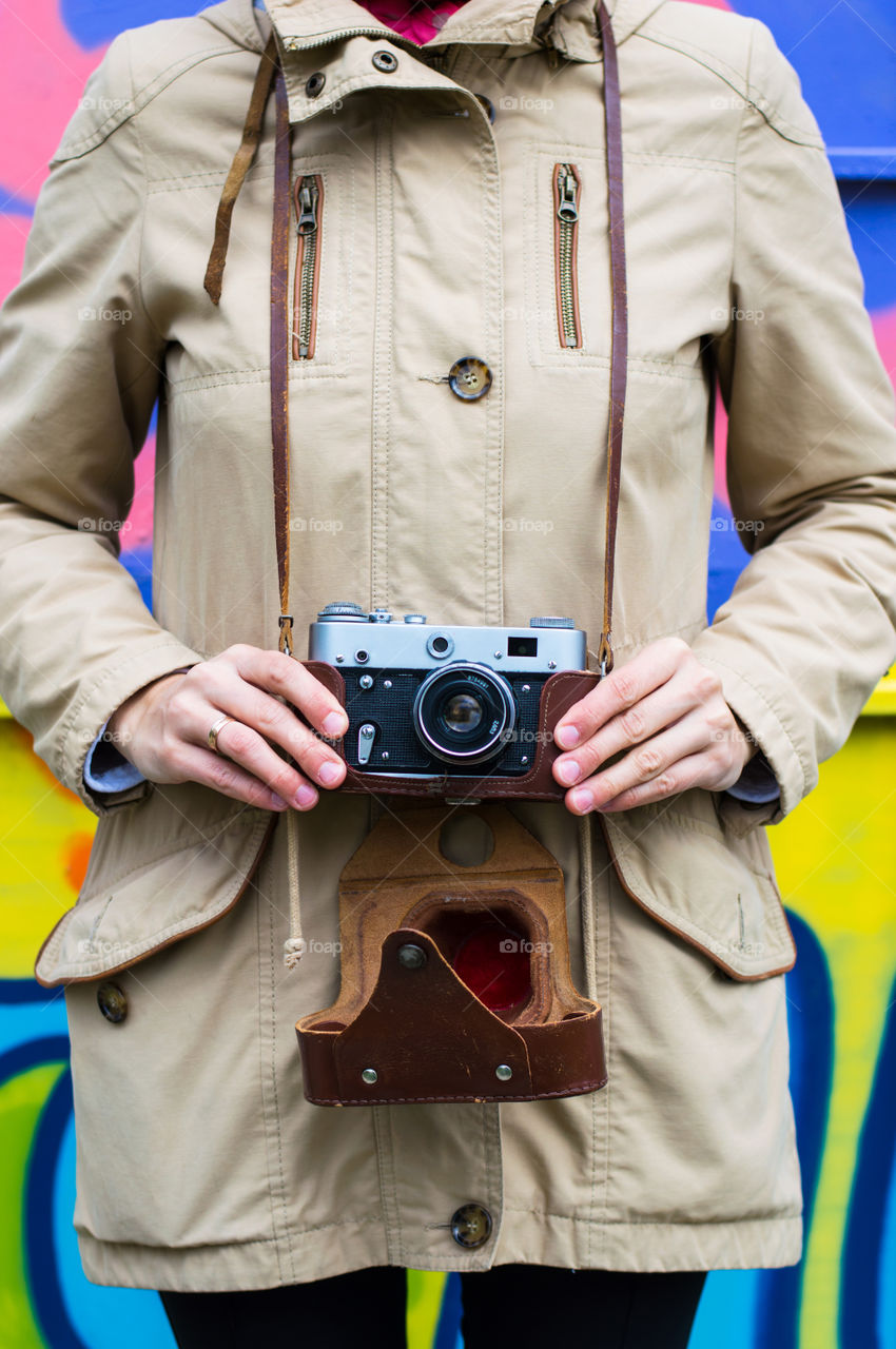 girl with retro camera