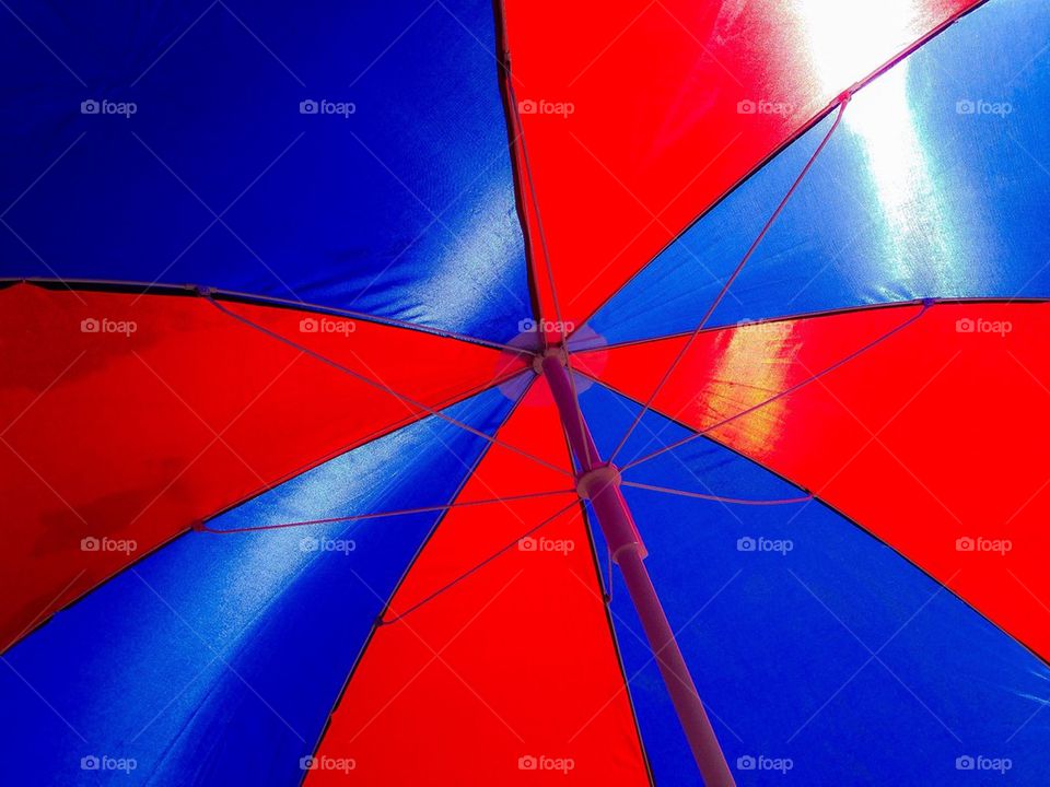 Red and blue umbrella