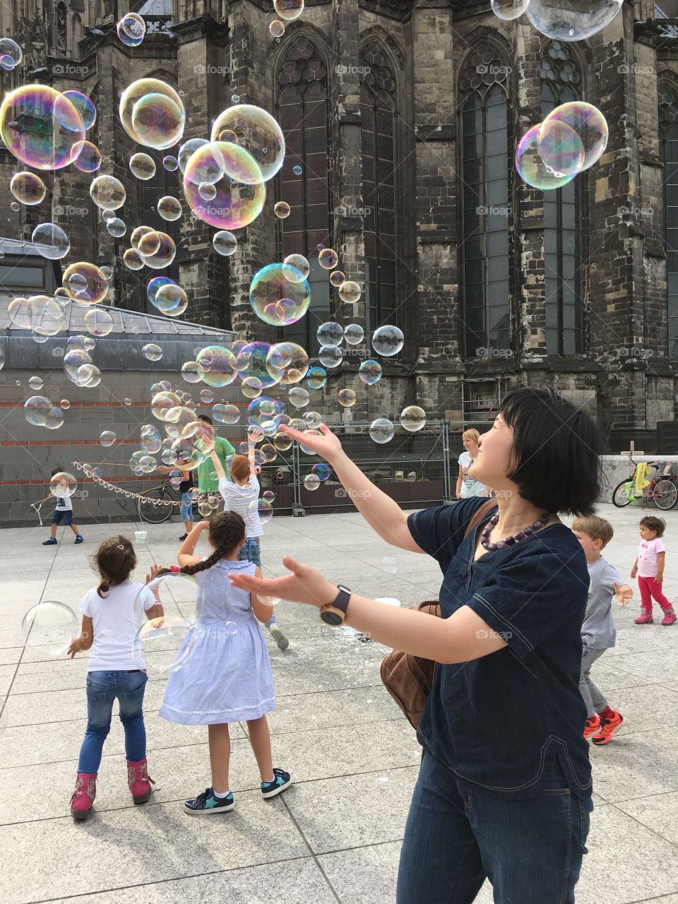 Playing bubbles like a child