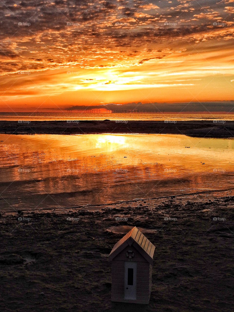 View of beach during sunset