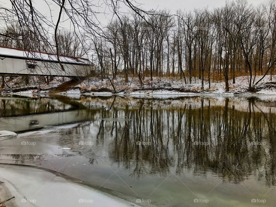 View of bridge during winter